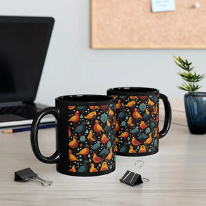 Colorful Birds Black Ceramic Mug - Bold Coffee Cup - Dipaliz - 11oz - Mugs
