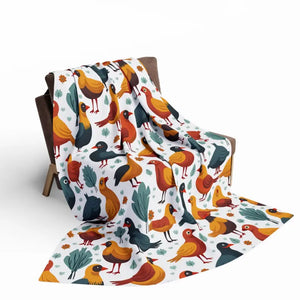 Vibrant Arctic Fleece Blanket - Colorful Birds Pattern - Dipaliz - 60’’ × 80’’ - Blankets