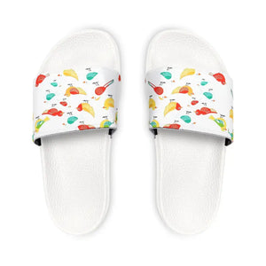Youth Slide Sandals - Colorful Birds Pu Design - Dipaliz