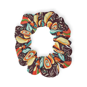 Stylish Hair Scrunchies - Colorful Birds Jersey Knit - Dipaliz - 4’’ × - Ponytail Holders