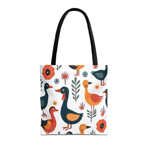 Bold Colorful Birds Tote Bags - Statement Style - Dipaliz - 16’’ × / Black - Shopping Totes