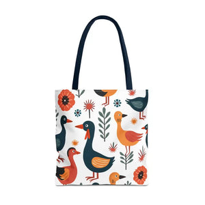 Bold Colorful Birds Tote Bags - Statement Style - Dipaliz - 18’’ × / Navy - Shopping Totes