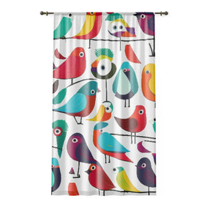Vibrant Birds Window Curtain - 50x84 Polyester - Dipaliz - Curtains