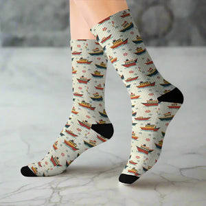 Vibrant Boat Patterned Socks - Nautical Gift - Dipaliz - Crew