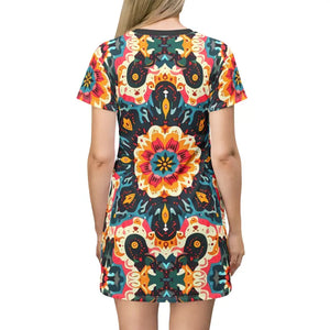 Vibrant Floral Print Summer Dress - Bohemian Festival Style - Dipaliz - Dresses