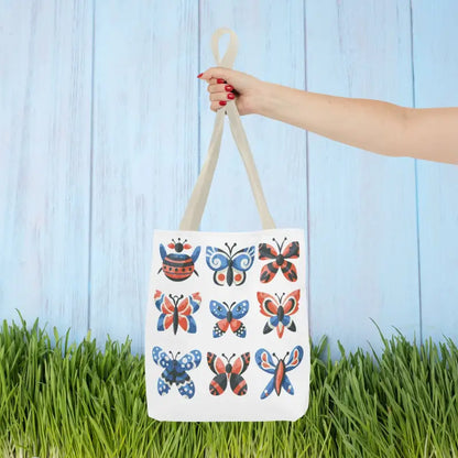 Colorful Butterflies Aop Tote Bag - Stylish and Versatile - 13’’ × / Beige Bags