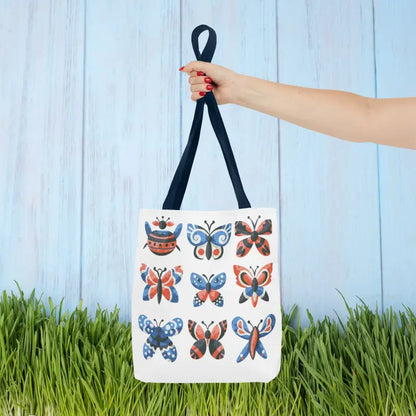 Colorful Butterflies Aop Tote Bag - Stylish and Versatile - 13’’ × / Navy Bags