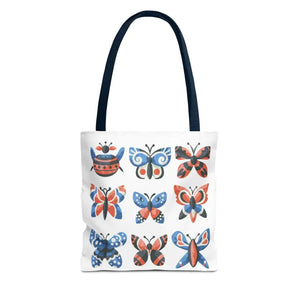 Colorful Butterflies Aop Tote Bag Vibrant Style Dipaliz - 13’’ × / Navy - Bags
