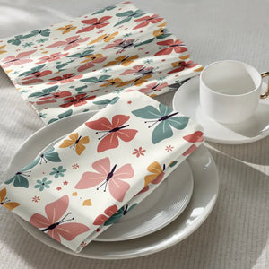 Cloth Napkin Set Colorful Butterflies Soft Fabric - Dipaliz - Napkins