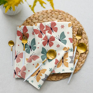 Cloth Napkin Set Colorful Butterflies Soft Fabric - Dipaliz - Napkins
