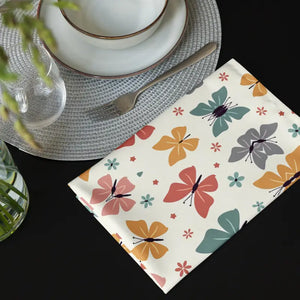 Cloth Napkin Set Colorful Butterflies Soft Fabric - Dipaliz - Napkins