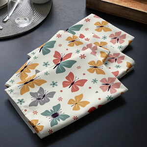 Cloth Napkin Set Colorful Butterflies Soft Fabric - Dipaliz - Napkins