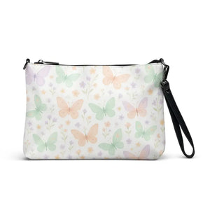 Faux Leather Crossbody Bag Colorful Butterflies Zip-top - Dipaliz - Cross Body Bags