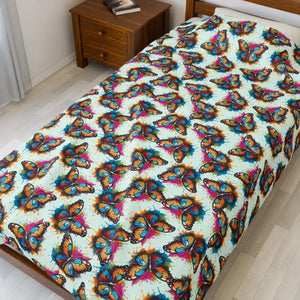 Velveteen Plush Blanket - Colorful Butterflies Garden - Dipaliz - 60’’ × 80’’ - Blankets