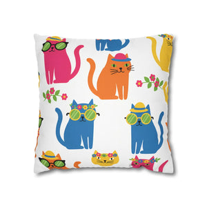 Colourful cat cushion cover by DipaliZ printed in full colour
