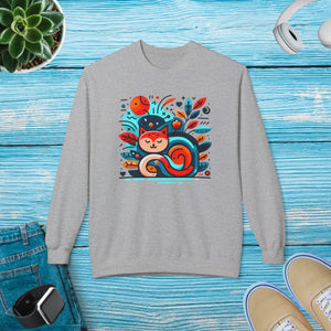 Colorful Cat Softstyle Fleece Sweatshirt - Dipaliz - Sweatshirts