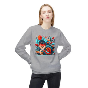Colorful Cat Softstyle Fleece Sweatshirt - Vibrant Comfort - Dipaliz - Sweatshirts
