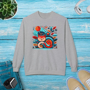 Colorful Cat Softstyle Fleece Sweatshirt - Vibrant Comfort - Dipaliz - Sport Grey / s - Sweatshirts