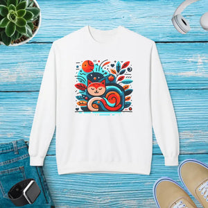 Colorful Cat Softstyle Fleece Sweatshirt - Vibrant Comfort - Dipaliz - White / s - Sweatshirts