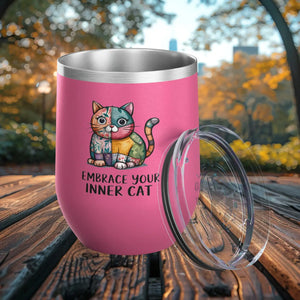 Colorful Cat Wine Tumbler - 12oz Insulated Stainless Steel - Dipaliz - Tumblers