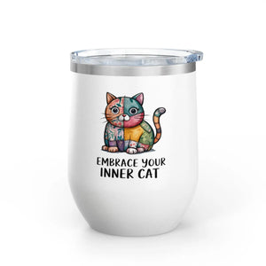 Colorful Cat Wine Tumbler - 12oz Insulated Stainless Steel - Dipaliz - Tumblers