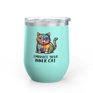 Colorful Cat Wine Tumbler - 12oz Insulated Stainless Steel - Dipaliz - Tumblers