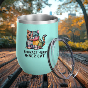 Colorful Cat Wine Tumbler - 12oz Insulated Stainless Steel - Dipaliz - Tumblers