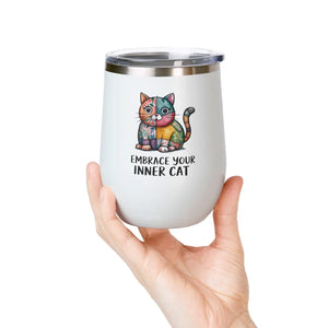 Colorful Cat Wine Tumbler - 12oz Insulated Stainless Steel - Dipaliz - Tumblers