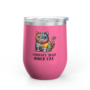Colorful Cat Wine Tumbler - 12oz Insulated Stainless Steel - Dipaliz - Tumblers