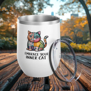 Cat Wine Tumbler - Colorful Design for Lovers - Dipaliz - 12oz / White - Tumblers