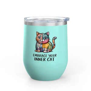 Cat Wine Tumbler - Colorful Design for Lovers - Dipaliz - 12oz / Teal - Tumblers