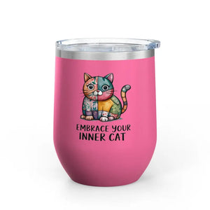 Cat Wine Tumbler - Colorful Design for Lovers - Dipaliz - 12oz / Pink - Tumblers