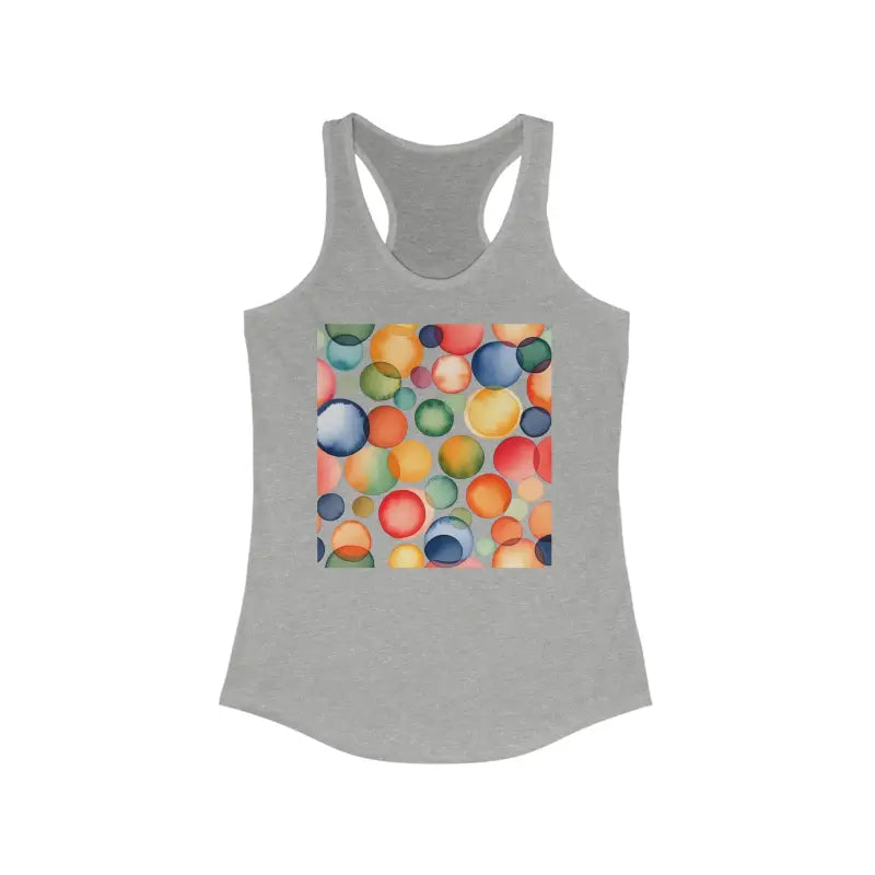 Vibrant Style: Colorful Circles Abstract Racerback Tank - Heather Grey / s Top