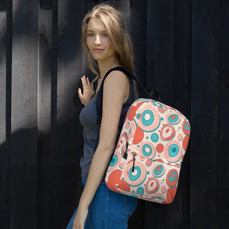 Vibrant Water-resistant Backpack with Colorful Circles - Bags