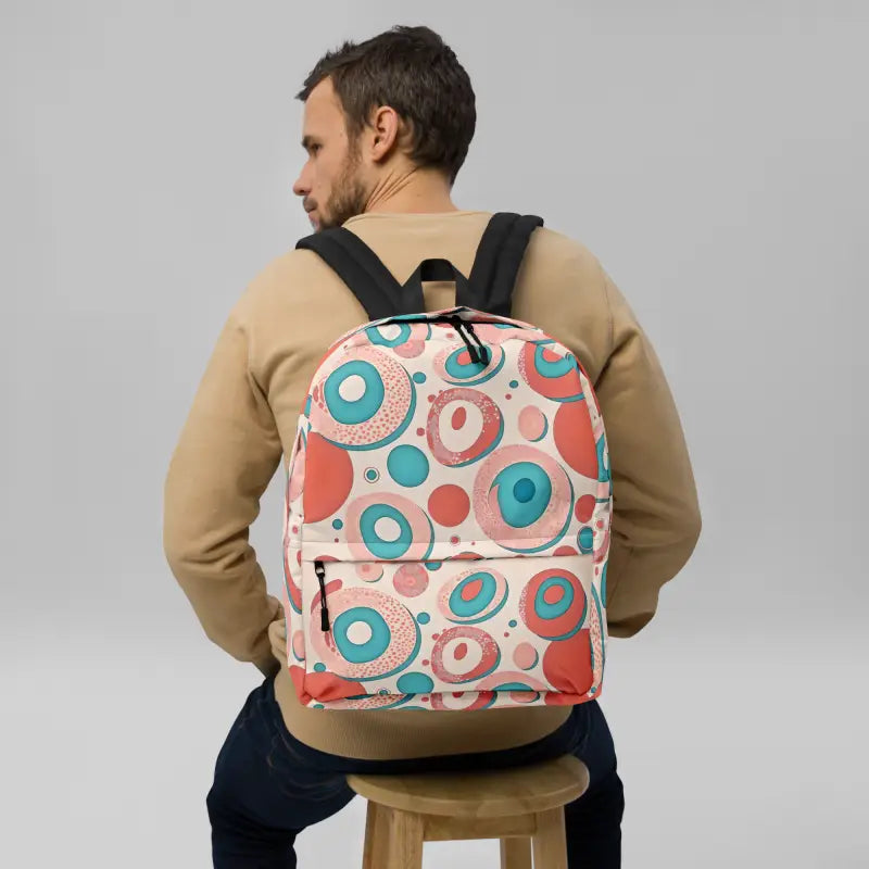 Vibrant Water-resistant Backpack with Colorful Circles - Bags