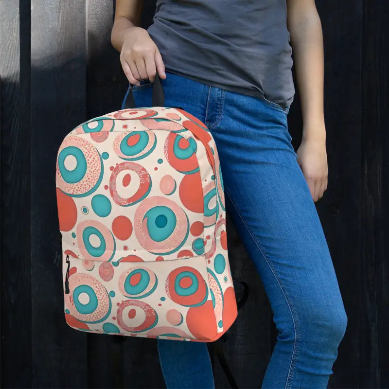 Vibrant Water-resistant Backpack with Colorful Circles - Bags