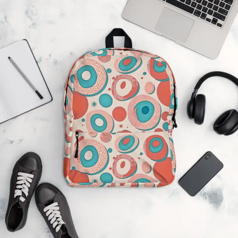 Vibrant Water-resistant Backpack with Colorful Circles - Bags