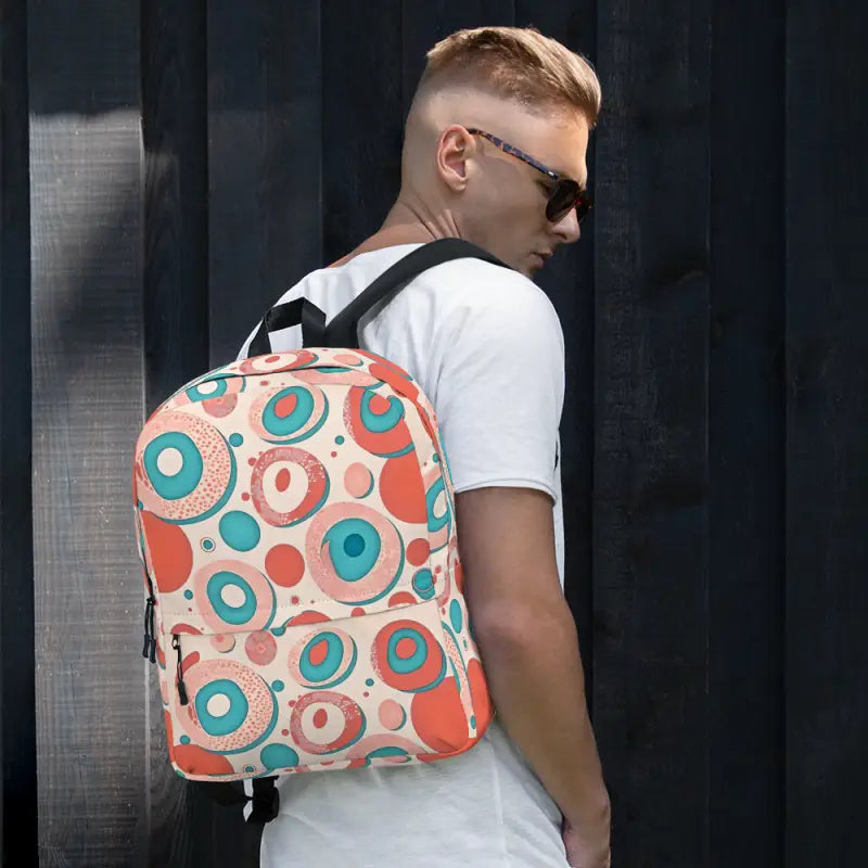 Vibrant Water-resistant Backpack with Colorful Circles - Bags