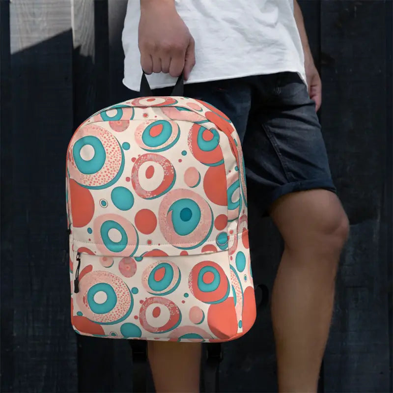 Vibrant Water-resistant Backpack with Colorful Circles - Bags