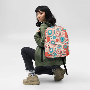 Bags - Water Resistant Backpack with Colorful Circles Design - Dipaliz