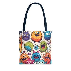 Colorful Cute Monsters Tote Bag - Eco-friendly Gift for Her - Dipaliz - 13’’ × / Navy - Bags