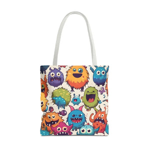 Colorful Cute Monsters Tote Bag - Eco-friendly Gift for Her - Dipaliz - 18’’ × / White - Bags