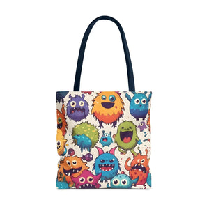 Colorful Cute Monsters Tote Bag - Eco-friendly Gift for Her - Dipaliz - 18’’ × / Navy - Bags