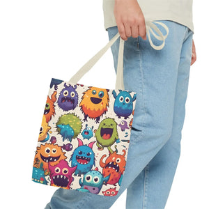 Colorful Cute Monsters Tote Bag - Eco-friendly Gift for Her - Dipaliz - Bags
