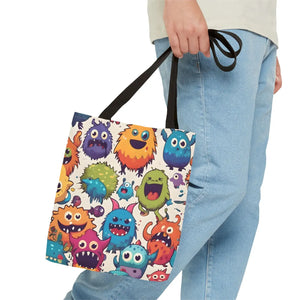 Colorful Cute Monsters Tote Bag - Eco-friendly Gift for Her - Dipaliz - Bags