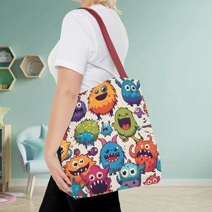 Colorful Cute Monsters Tote Bag - Eco-friendly Gift for Her - Dipaliz - Bags