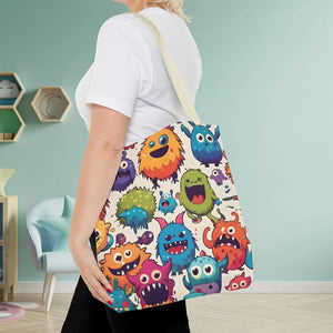 Colorful Cute Monsters Tote Bag - Eco-friendly Gift for Her - Dipaliz - Bags