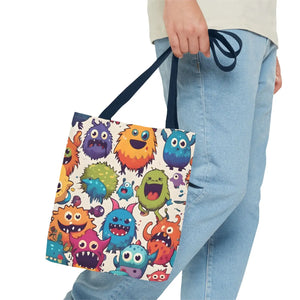 Colorful Cute Monsters Tote Bag - Eco-friendly Gift for Her - Dipaliz - Bags