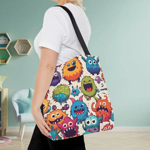 Colorful Cute Monsters Tote Bag - Eco-friendly Gift for Her - Dipaliz - Bags