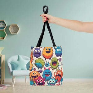 Colorful Cute Monsters Tote Bag Bold Statement Style - Dipaliz - 13’’ × / Black - Bags